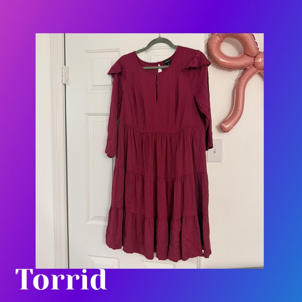 Torrid Deep Berry Tiered Dress